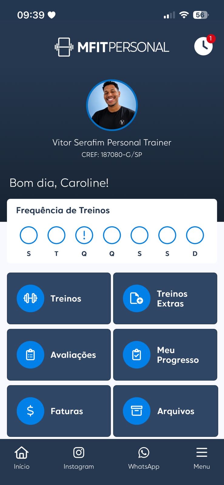 MFIT Personal — Tela principal